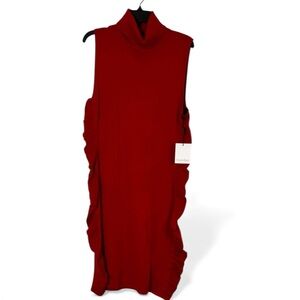 Calvin Klein Dress Red Ruffle Sleeveless Turtleneck in Size XL‎  NWT